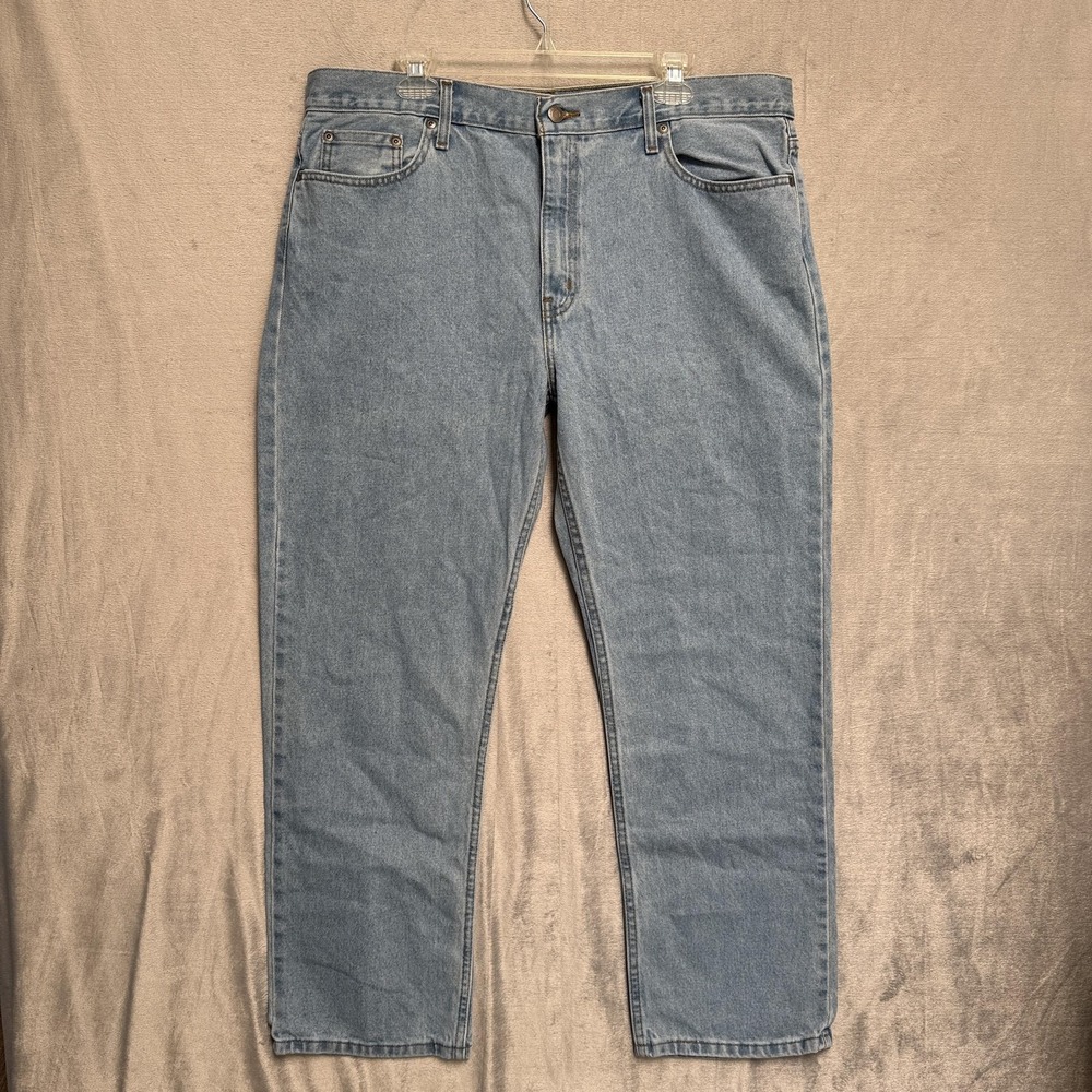 George Jeans‎ Mens 38x30 Light Wash Blue Regular Fit Straight Leg Denim Comfort